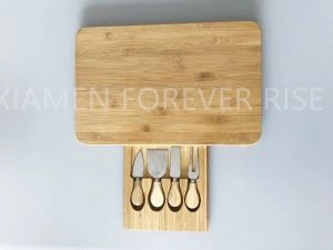 Rectangle Buluh Chopping Board With Hidden Laci 4 Piece Knife For Kitchen, gift, Party Etc